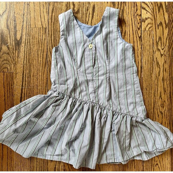 TEA‎ COLLECTION Dusty Blue Asymmetrical Embroidered 100% Cotton Dress Girls Sz 5 - Picture 5 of 7